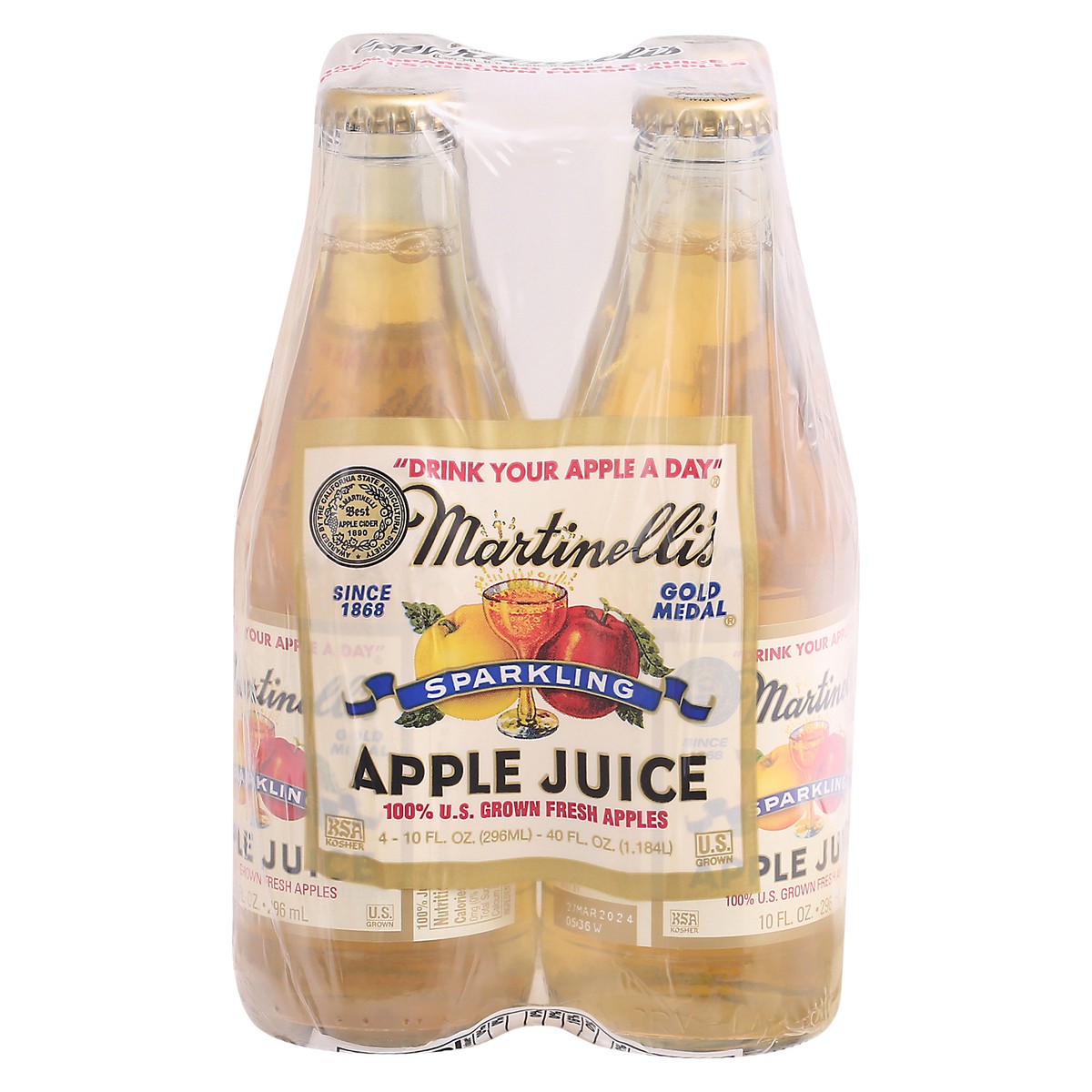 slide 1 of 14, Martinelli's Gold Medal Sparkling Apple Juice, 4 ct; 10 fl oz