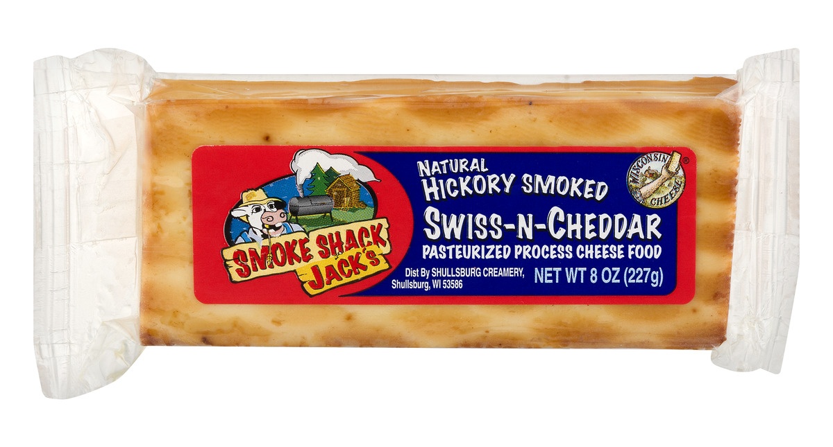 slide 1 of 1, Shullsburg Creamery Smoke Shack Jack's Swiss-N-Cheddar, 8 oz