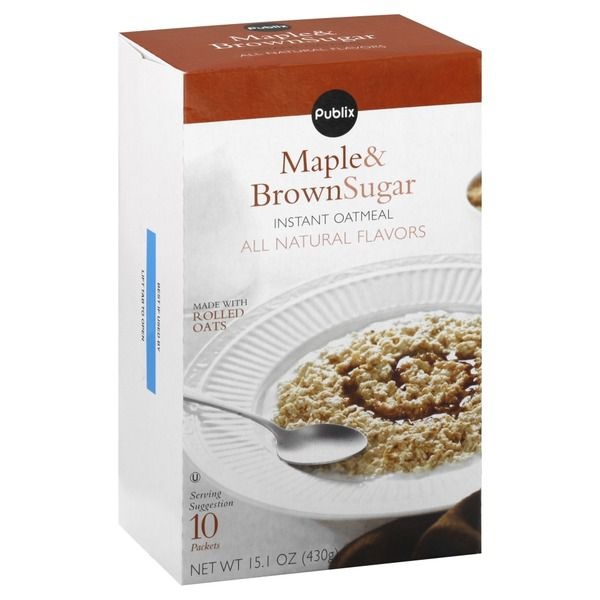 slide 1 of 1, Publix Instant Oatmeal, Maple & Brown Sugar, 10 ct; 15.1 oz