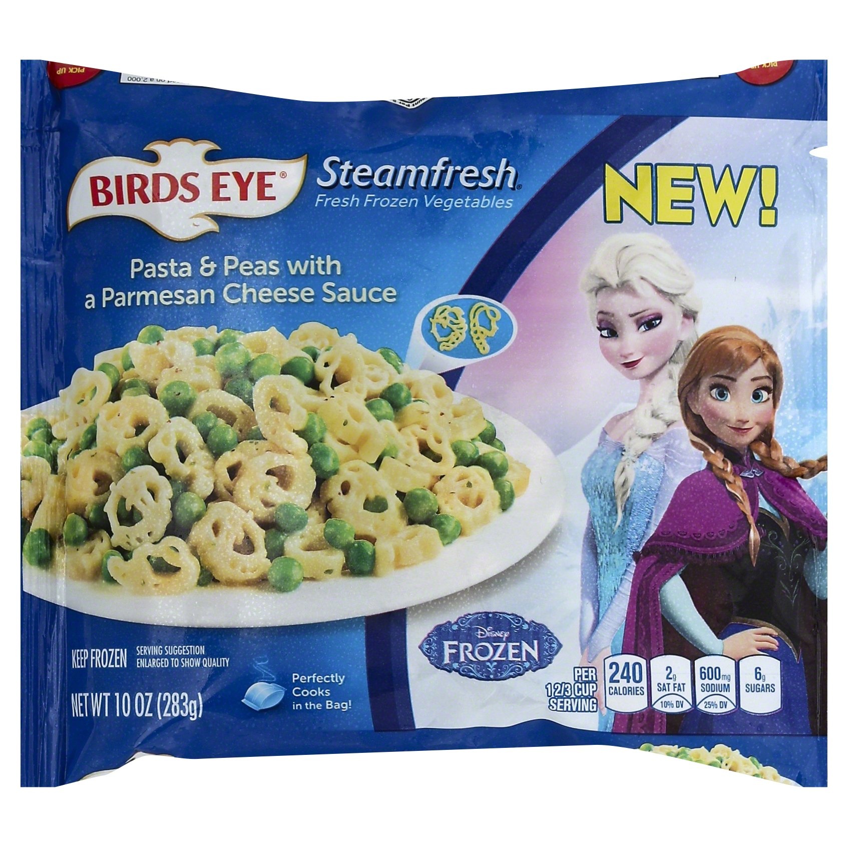 slide 1 of 5, Birds Eye Steamfresh Disney Frozen Pasta & Peas with a Parmesan Cheese Sauce, 10 oz