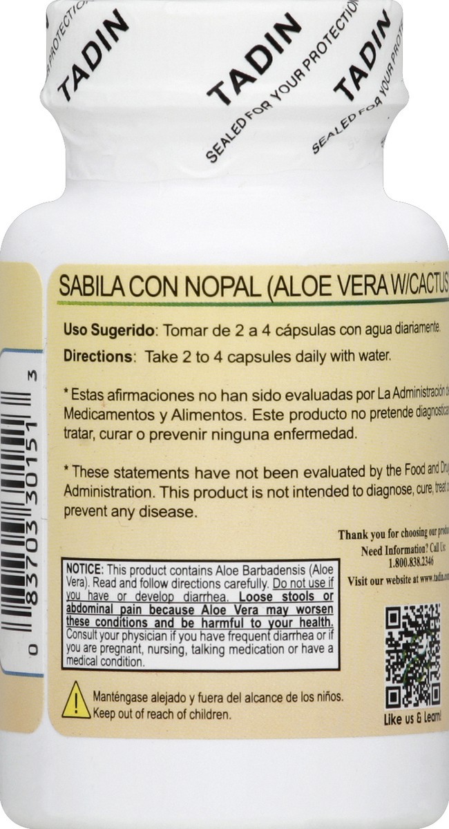 slide 3 of 5, Tadin Aloe Vera - 60 ct, 60 ct