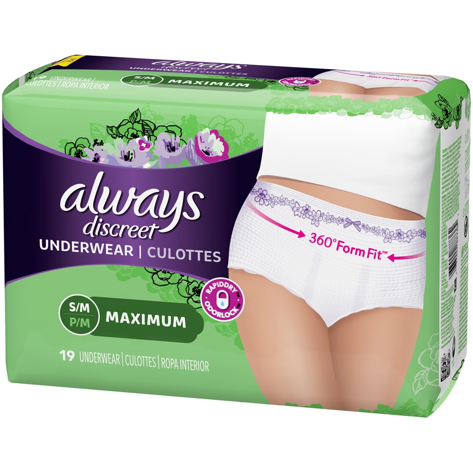 slide 3 of 3, Always Discreet Small/Medium Underwear, 19 ct