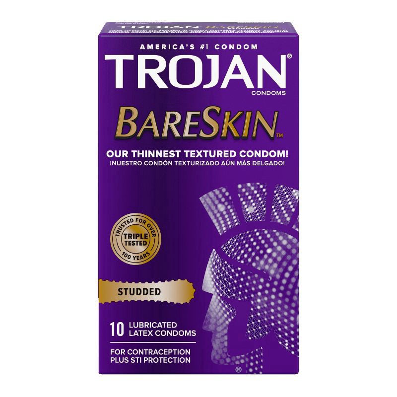 slide 1 of 5, Trojan Studded BareSkin Premium Lube Condoms - 10ct, 10 ct