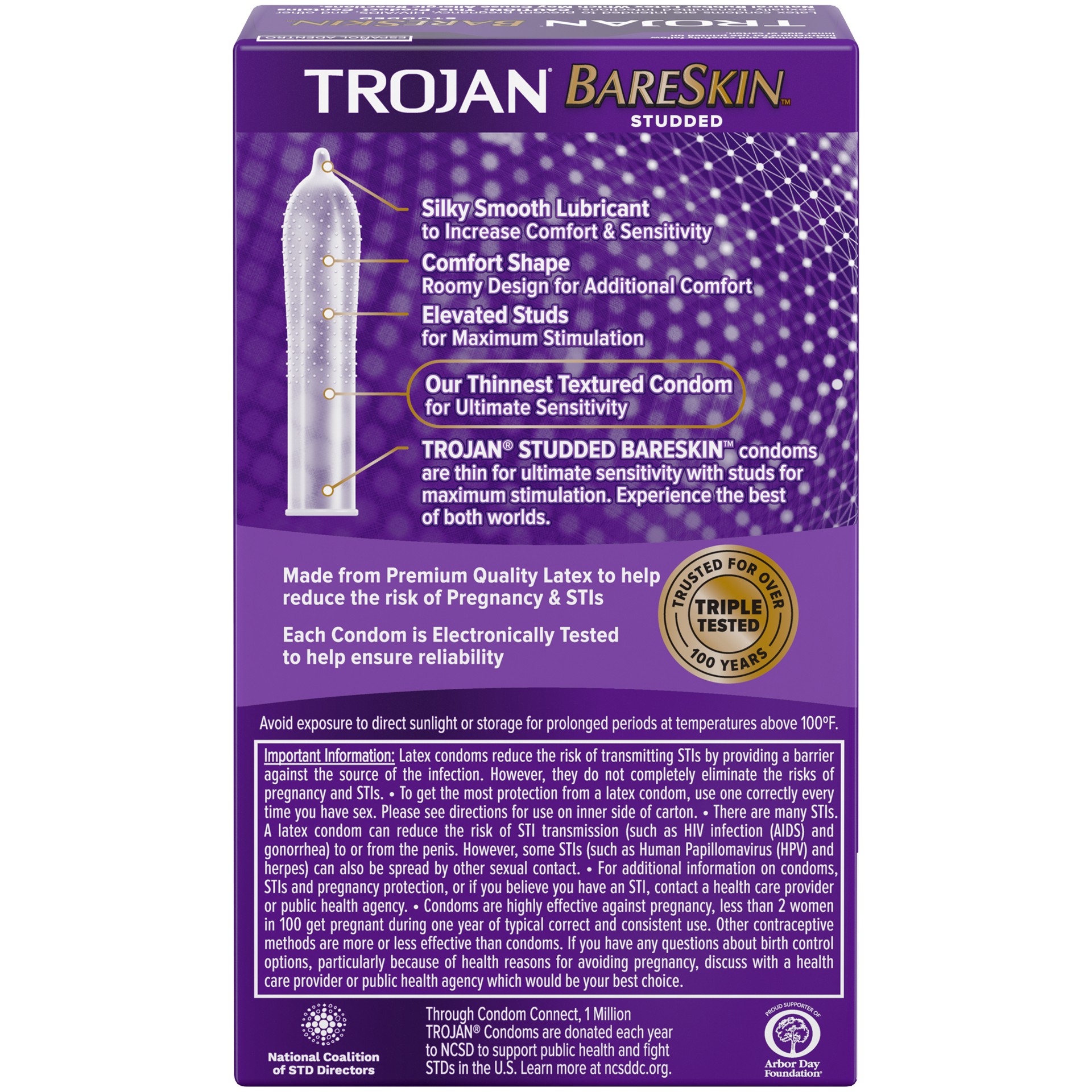 slide 5 of 5, Trojan Studded BareSkin Premium Lube Condoms - 10ct, 10 ct