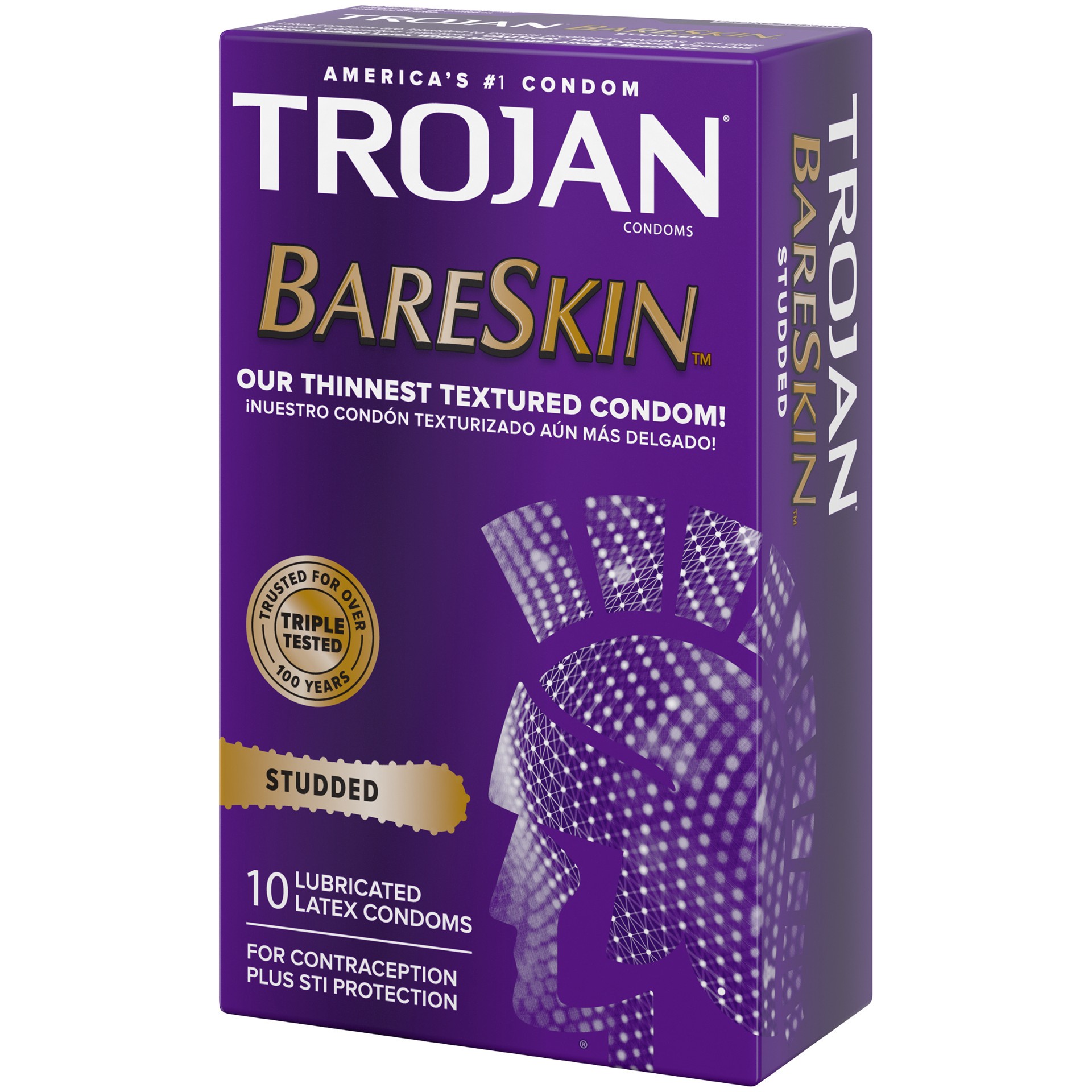 slide 3 of 5, Trojan Studded BareSkin Premium Lube Condoms - 10ct, 10 ct