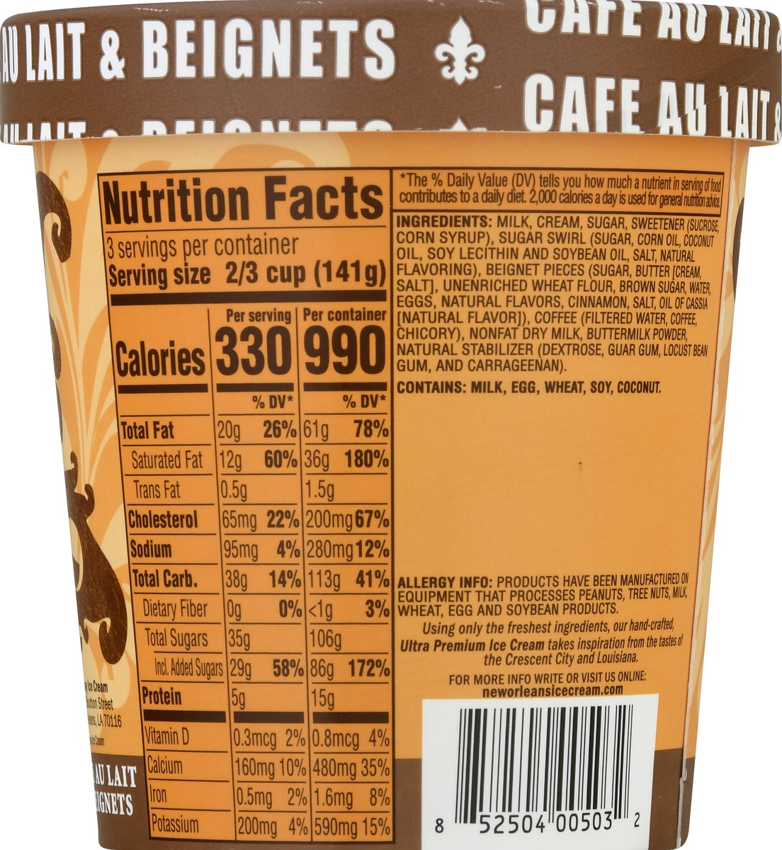 slide 7 of 10, New Orleans Ice Cream Co. Ultra Premium Cafe Au Lait & Beignets 16.0 oz, 16 oz