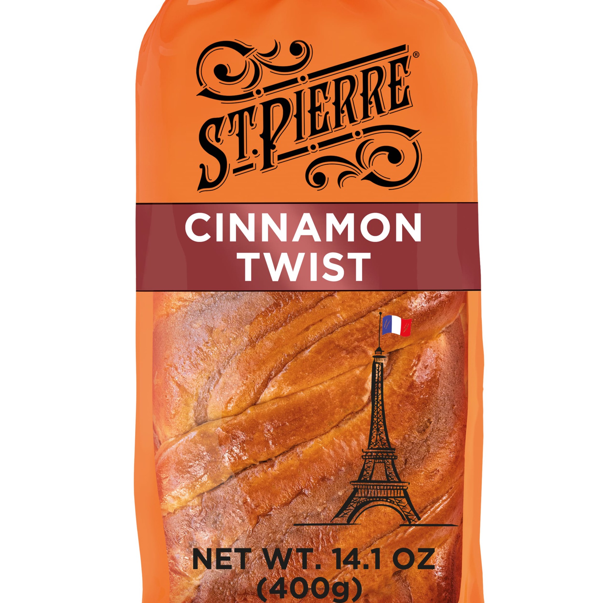 slide 1 of 1, St Pierre Brioche Cinnamon Twist, 14.1 oz, Swirl Bread, Bag, 14.1 oz