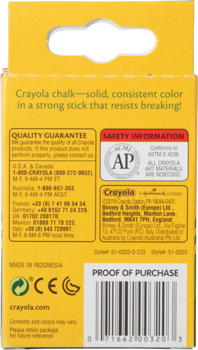 slide 2 of 11, Crayola Chalk, White, 12 ct