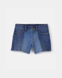 Oshkosh Girls Colorblock Denim Shorts - Dark Wash Blue Size 7