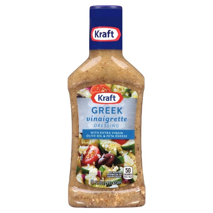 slide 1 of 1, Kraft Greek Vinaigrette Salad Dressing with Extra Virgin Olive Oil & Feta Cheese, 16 oz