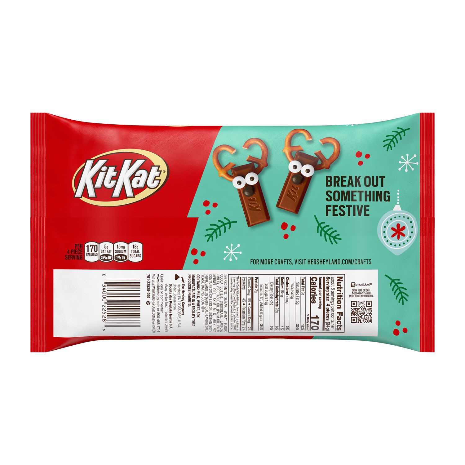 slide 3 of 8, KIT KAT Miniatures Milk Chocolate Wafer, Christmas Candy Bag, 9.6 oz, 9.6 oz