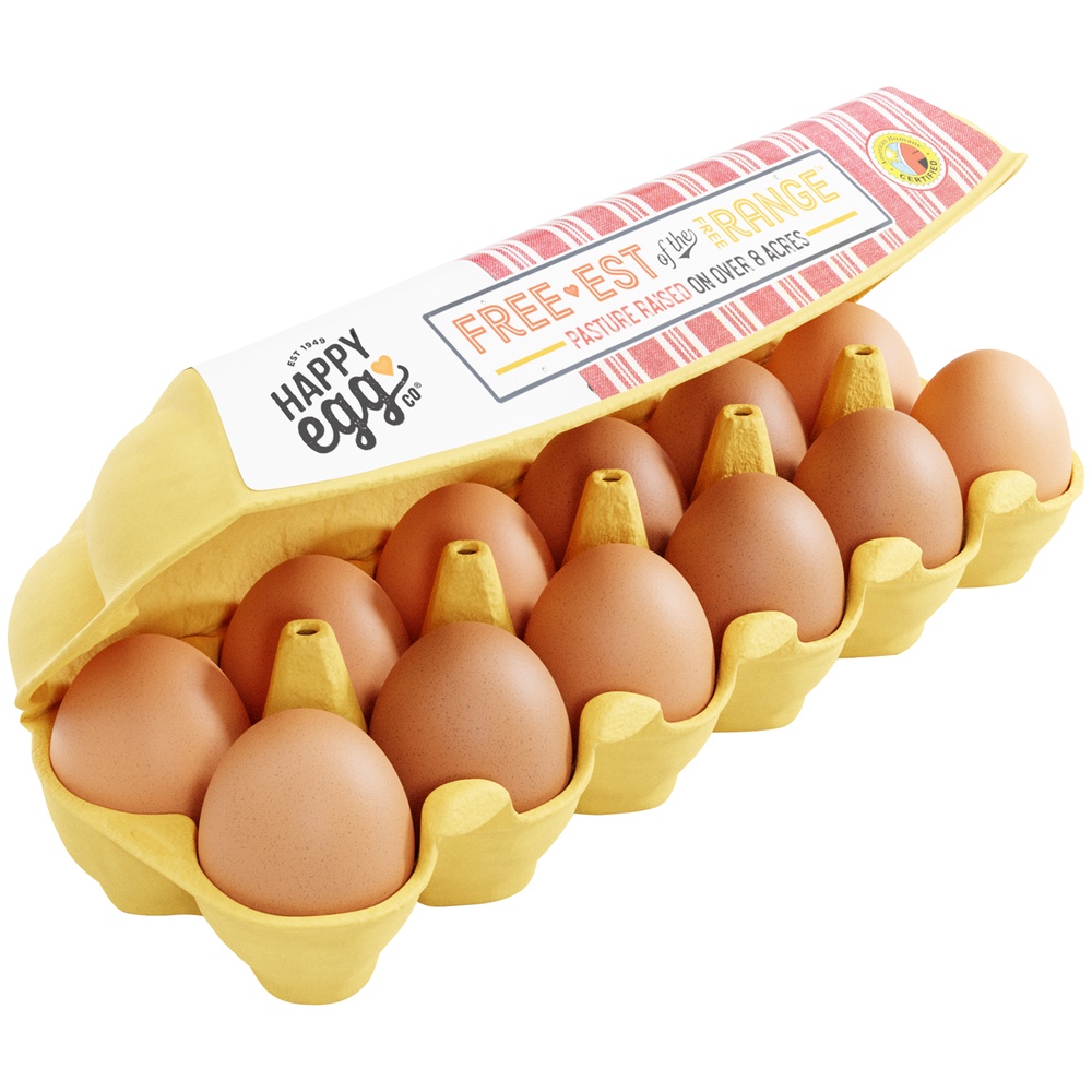 slide 2 of 2, Happy Egg Co. Eggs, Free Range, Large, 12 ct