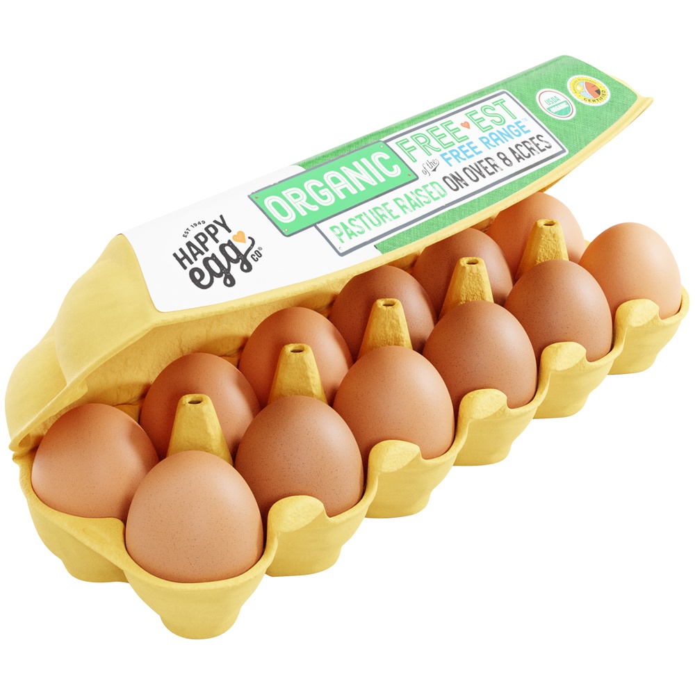 slide 2 of 2, Happy Egg Co. Eggs, Organic, Free Range, Large, 12 ct