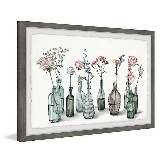 slide 3 of 6, Parvez Taj Bottles and Blossoms Framed Wall Art, 18 in x 12 in