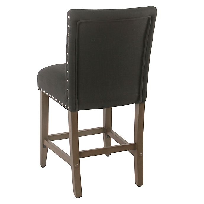 slide 4 of 7, Homepop Wood Upholstered Bar Stool - Dark Charcoal, 1 ct