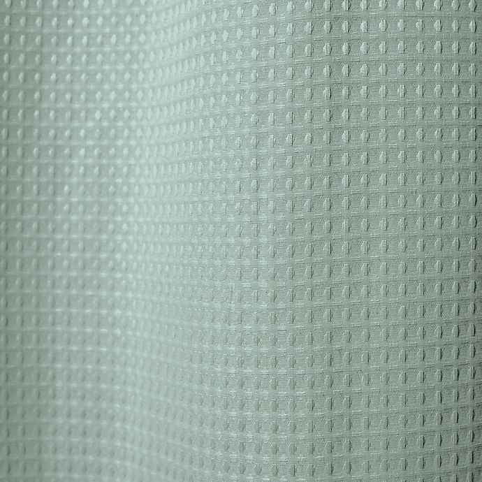 slide 4 of 4, Hookless Waffle Fabric Shower Curtain - Misty Blue, 72 in x 98 in