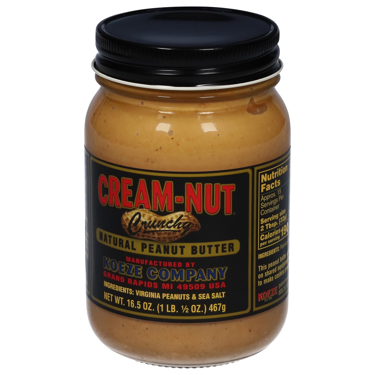 slide 10 of 13, Cream-Nut Crunchy Natural Peanut Butter 16.5 oz, 16.5 oz