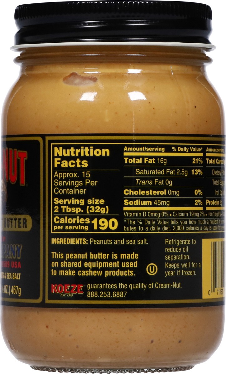 slide 6 of 13, Cream-Nut Crunchy Natural Peanut Butter 16.5 oz, 16.5 oz