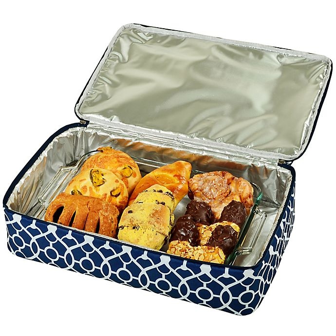 slide 2 of 9, Picnic At Ascot Two Layer Hot/Cold Thermal Casserole Carrier - Blue/White, 1 ct