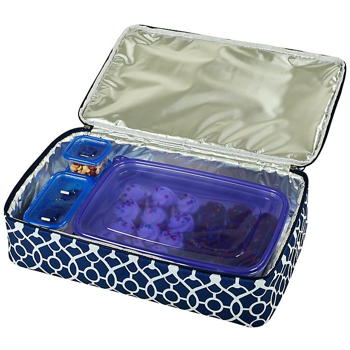 slide 3 of 9, Picnic At Ascot Two Layer Hot/Cold Thermal Casserole Carrier - Blue/White, 1 ct