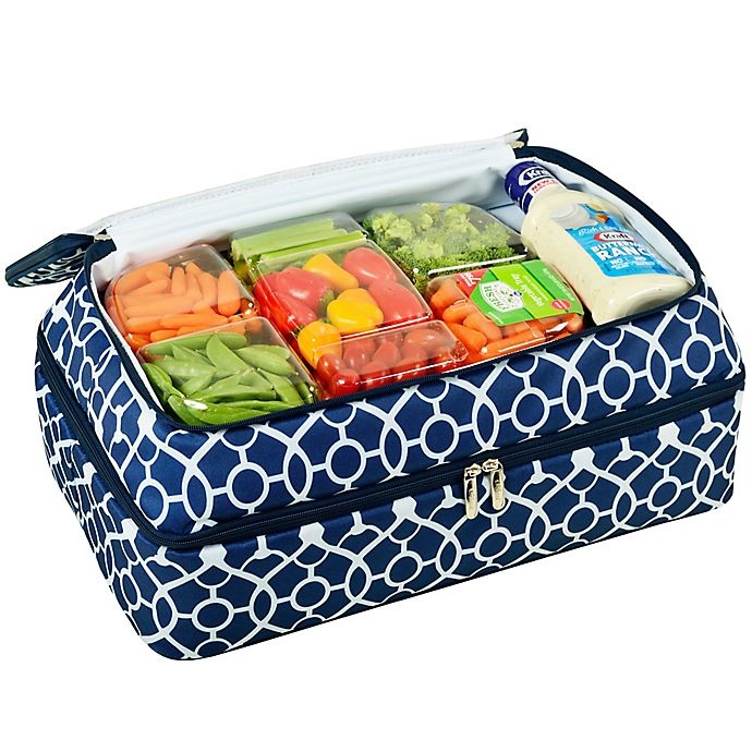 slide 4 of 9, Picnic At Ascot Two Layer Hot/Cold Thermal Casserole Carrier - Blue/White, 1 ct