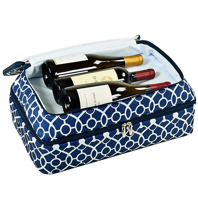 slide 5 of 9, Picnic At Ascot Two Layer Hot/Cold Thermal Casserole Carrier - Blue/White, 1 ct