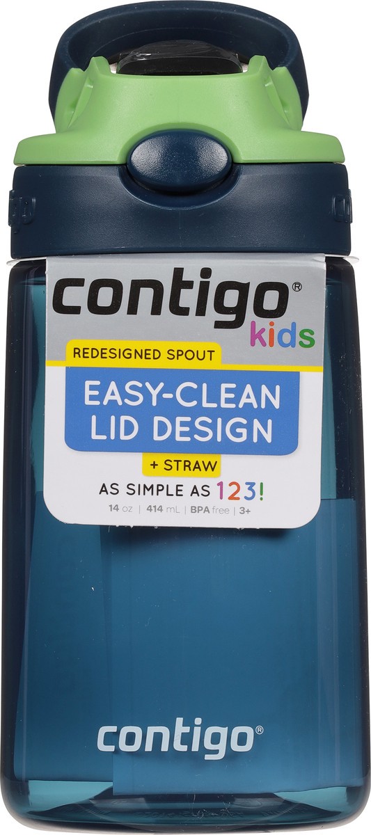 slide 6 of 9, Contigo Kids Water Bottle with Redesigned AUTOSPOUT Straw, Blueberry & Green Apple, 14 oz