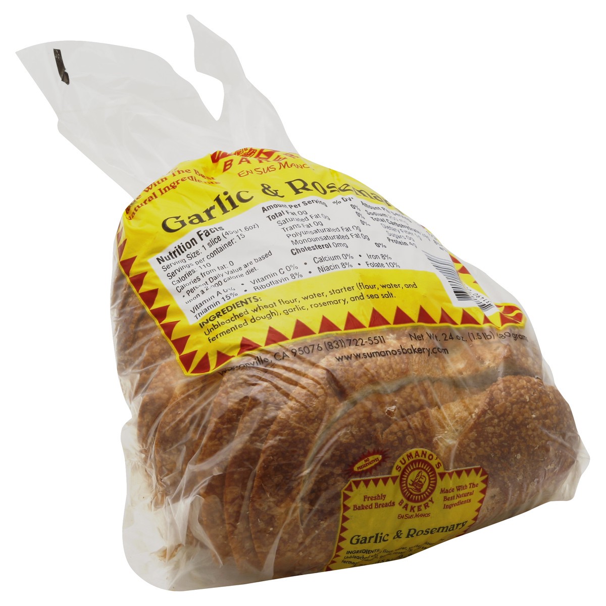 slide 2 of 5, Sumanos Bakery Bread 24 oz, 24 oz