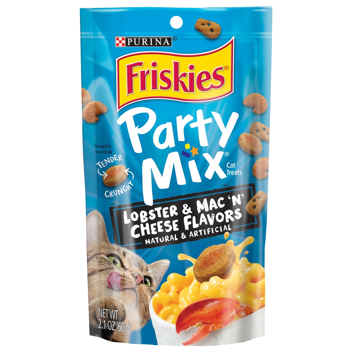 slide 1 of 1, Friskies Party Mix Lobster & Mac 'N' Cheese Cat Treats, 2.1 oz