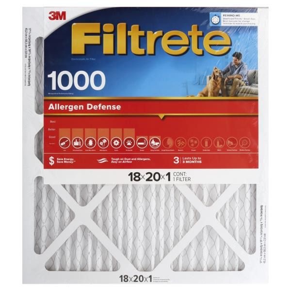 slide 1 of 1, 3M Filtrete Micro Allergen Reduction 18x20x1 Air Cleaning Filter, 1 ct