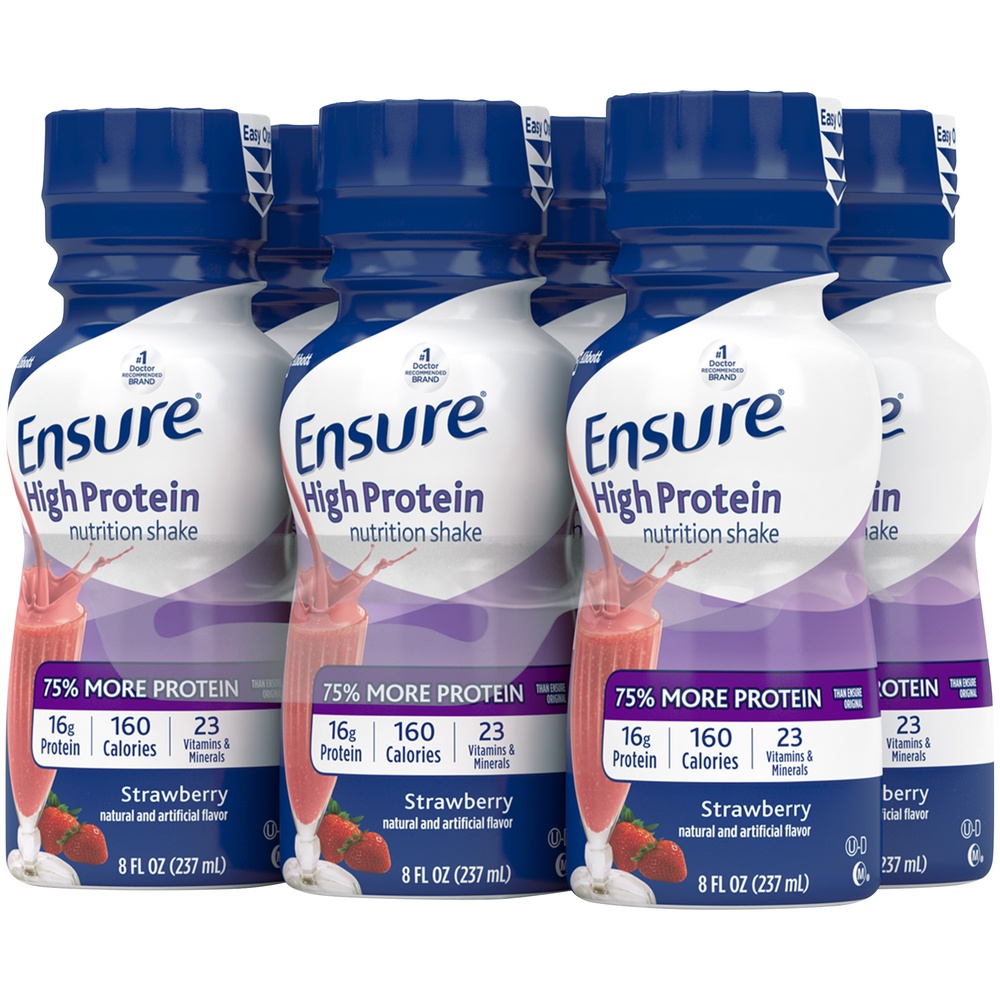Ensure High Protein Nutrition Shake Strawberry Readytodrink Bottles