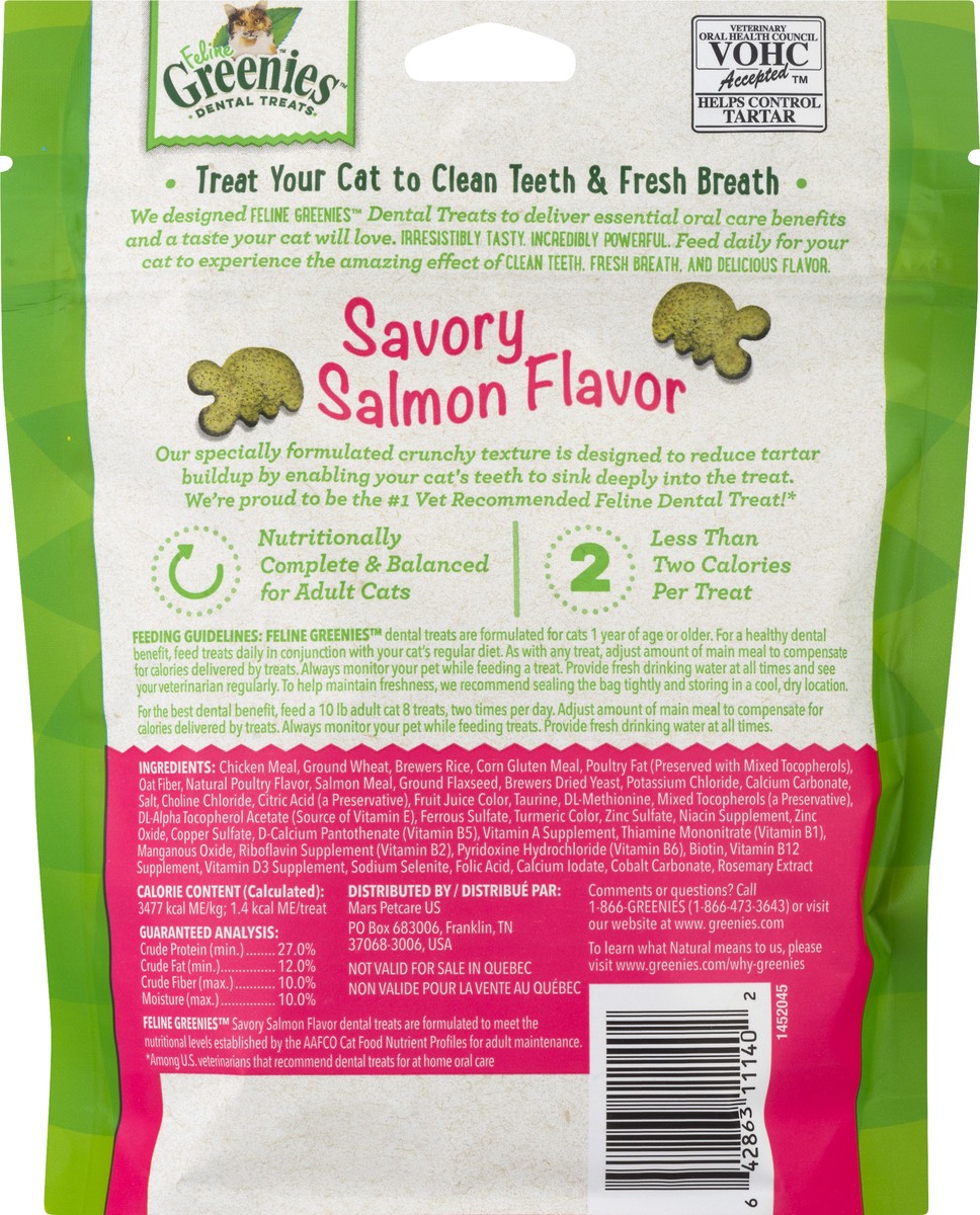 slide 9 of 9, Greenies FELINE GREENIES Adult Dental Cat Treats, Savory Salmon Flavor Pouch, 4.6 oz