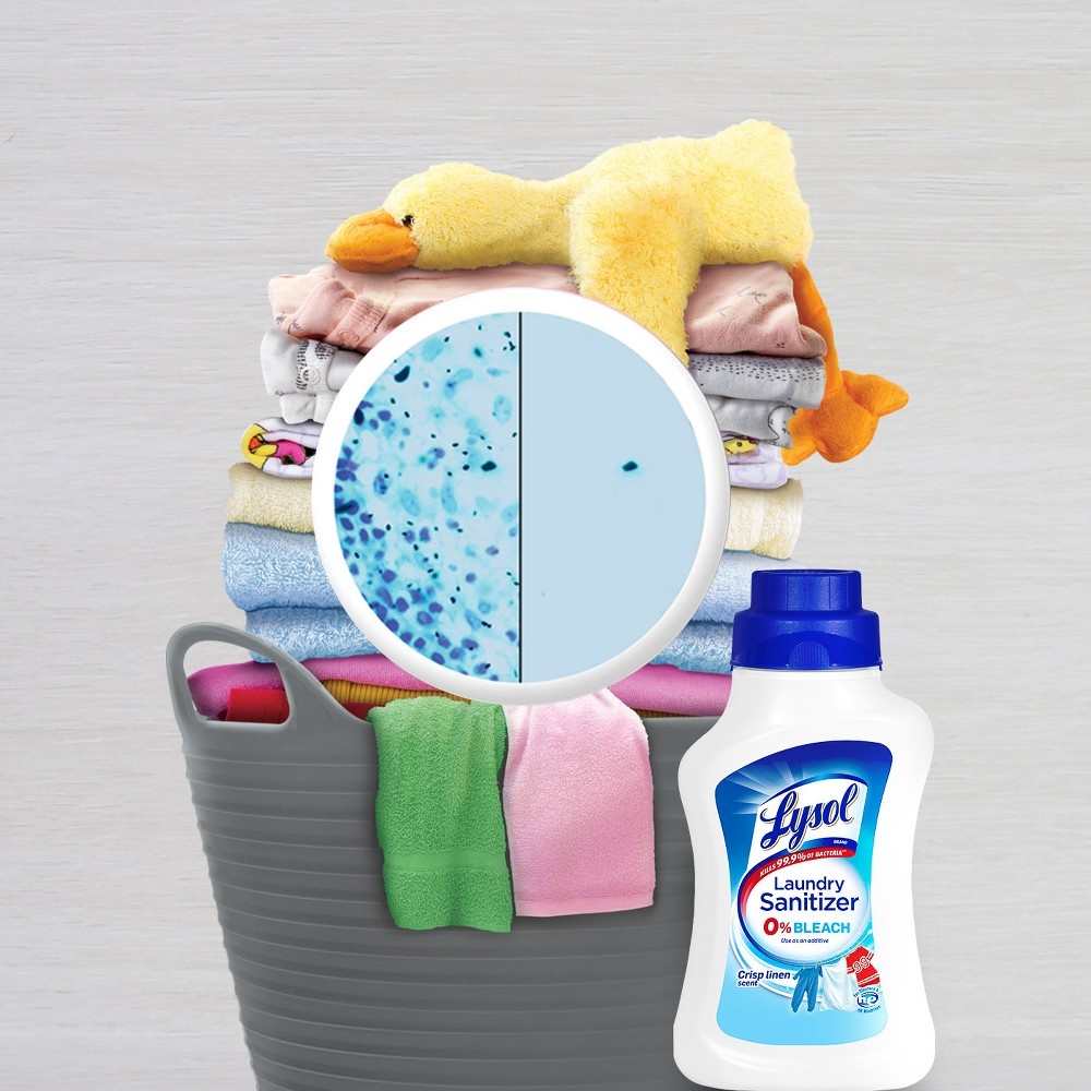 slide 5 of 6, Lysol Laundry Sanitizer Additive, Sanitizing Liquid for Clothes and Linens, Eliminates Odor Causing Bacteria, Crisp Linen, 41oz, 