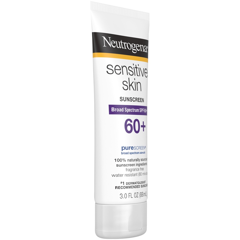 slide 2 of 6, Neutrogena Sensitive Skin Mineral Sunscreen Lotion with Broad Spectrum SPF 60+ & Zinc Oxide, Water-Resistant, Hypoallergenic, Fragrance- & Oil-Free Gentle Sunscreen Formula, 3 fl. oz, 3 fl oz