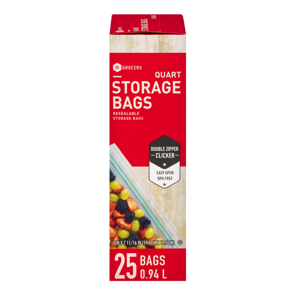 slide 1 of 1, SE Grocers Storage Bags Quart - 25 CT, 25 ct
