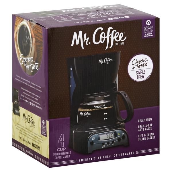 Mr. Coffee 4-Cup Programmable Coffee Maker, Black, 1 ct