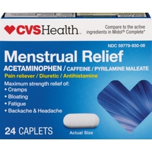 slide 1 of 1, CVS Health Menstrual Complete Menstrual Relief Caplets, 24 ct