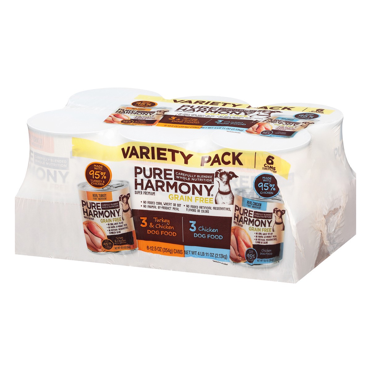 slide 8 of 9, Pure Harmony Variety Pack Super Premium Grain Free Turkey & Chicken/Chicken Dog Food 6 ea, 6 ct