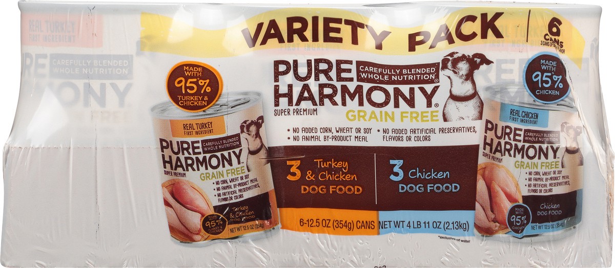 slide 1 of 9, Pure Harmony Variety Pack Super Premium Grain Free Turkey & Chicken/Chicken Dog Food 6 ea, 6 ct