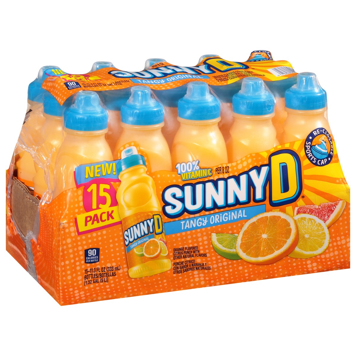 slide 3 of 9, SUNNYD Tangy Original Shelf Stable Orange Juice Drink, 15 Count, 11.3 fl oz Bottles, 15 ct, 11.3 fl oz