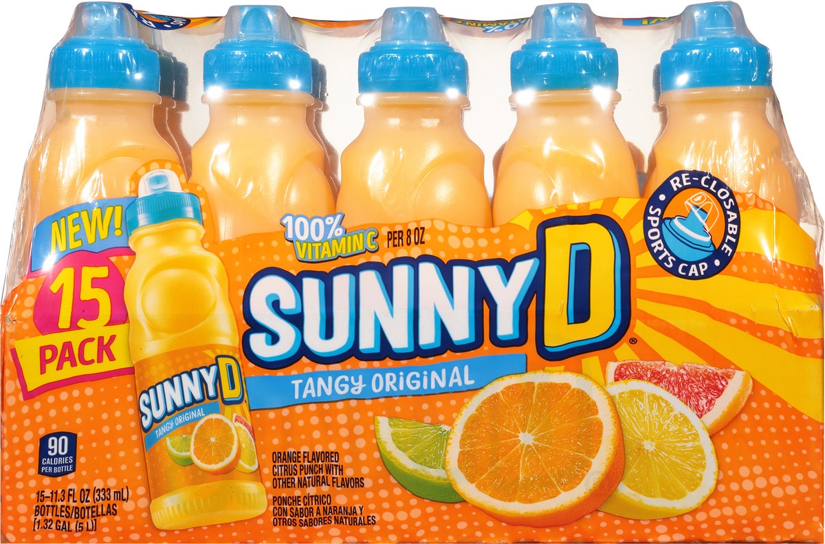 slide 6 of 9, SUNNYD Tangy Original Shelf Stable Orange Juice Drink, 15 Count, 11.3 fl oz Bottles, 15 ct, 11.3 fl oz