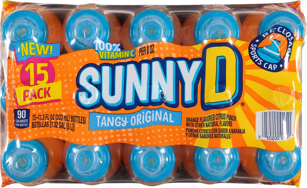 slide 9 of 9, SUNNYD Tangy Original Shelf Stable Orange Juice Drink, 15 Count, 11.3 fl oz Bottles, 15 ct, 11.3 fl oz
