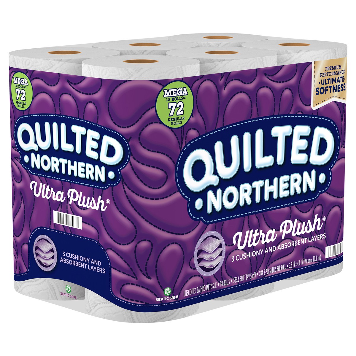 slide 2 of 4, Quilted Northern Ultra Plush 3-Ply Mega Rolls Unscented Bathroom Tissue 18 ea, 18 ct