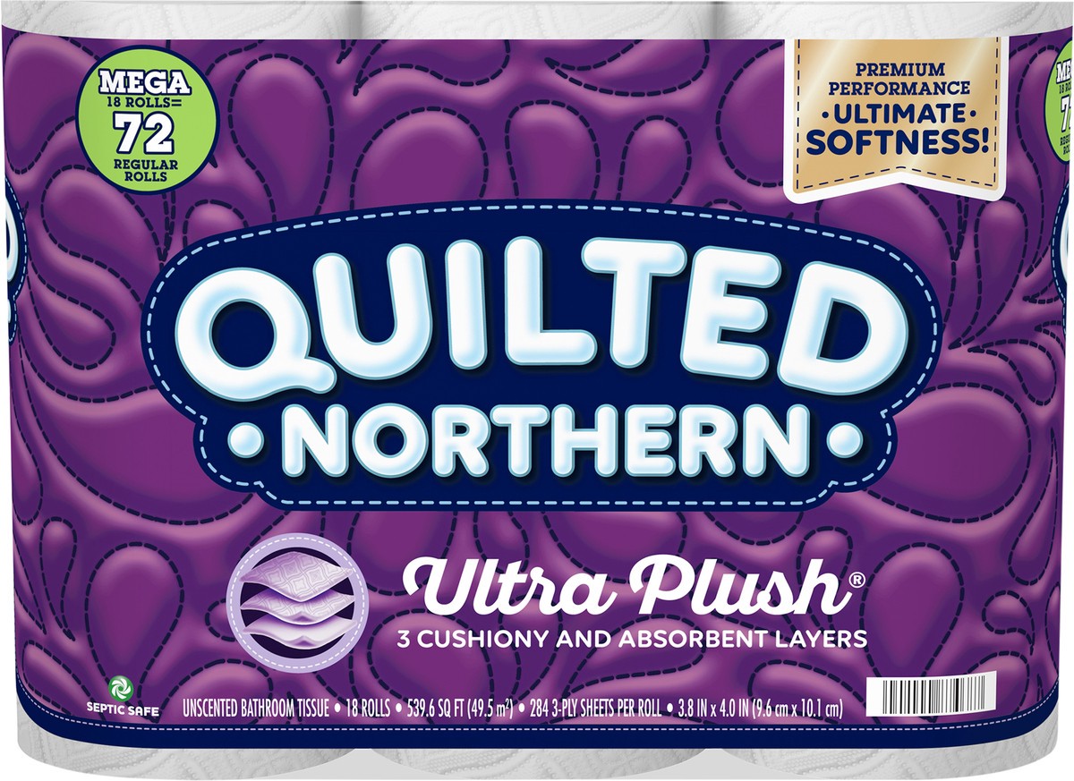 slide 4 of 4, Quilted Northern Ultra Plush 3-Ply Mega Rolls Unscented Bathroom Tissue 18 ea, 18 ct
