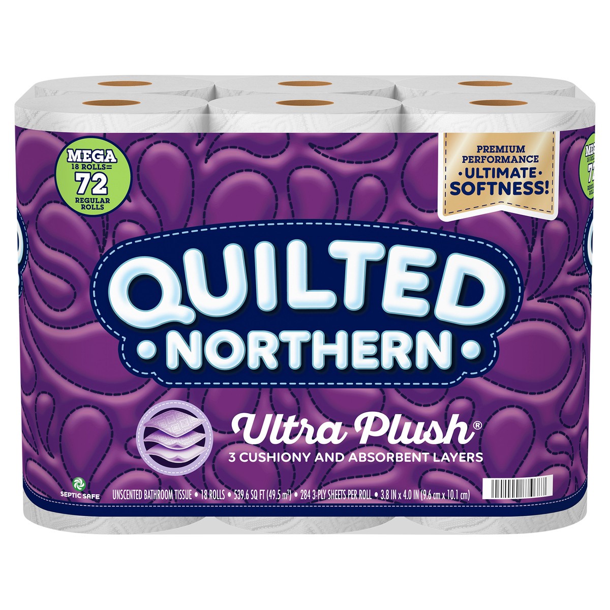 slide 1 of 4, Quilted Northern Ultra Plush 3-Ply Mega Rolls Unscented Bathroom Tissue 18 ea, 18 ct