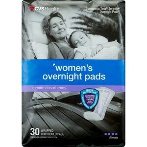 slide 1 of 1, CVS Health Overnight Pads Ultimate Absorbency, 30 Ct, 30 ct