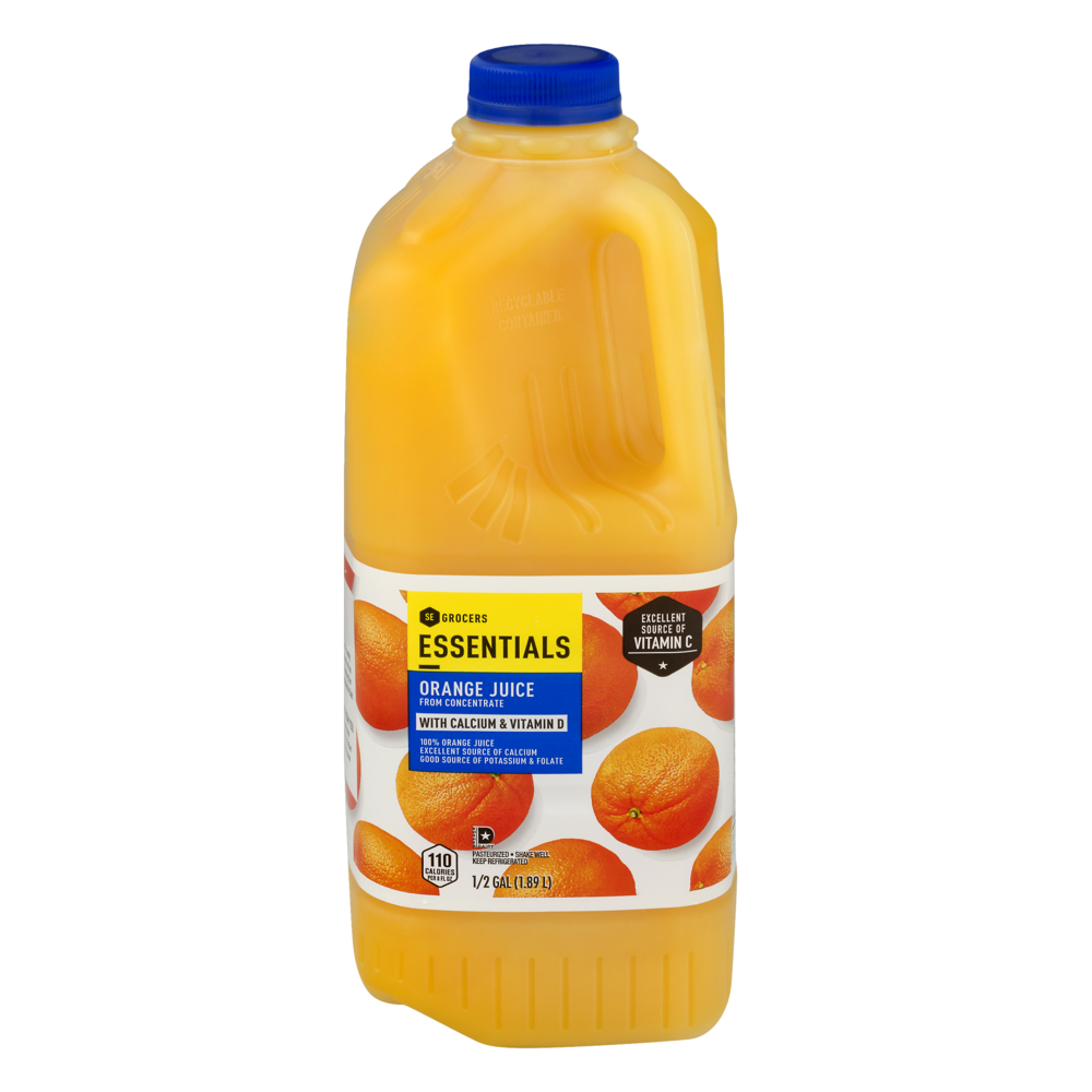 slide 1 of 1, Essentials Orange Juice With Calcium & Vitamin D, 64 oz