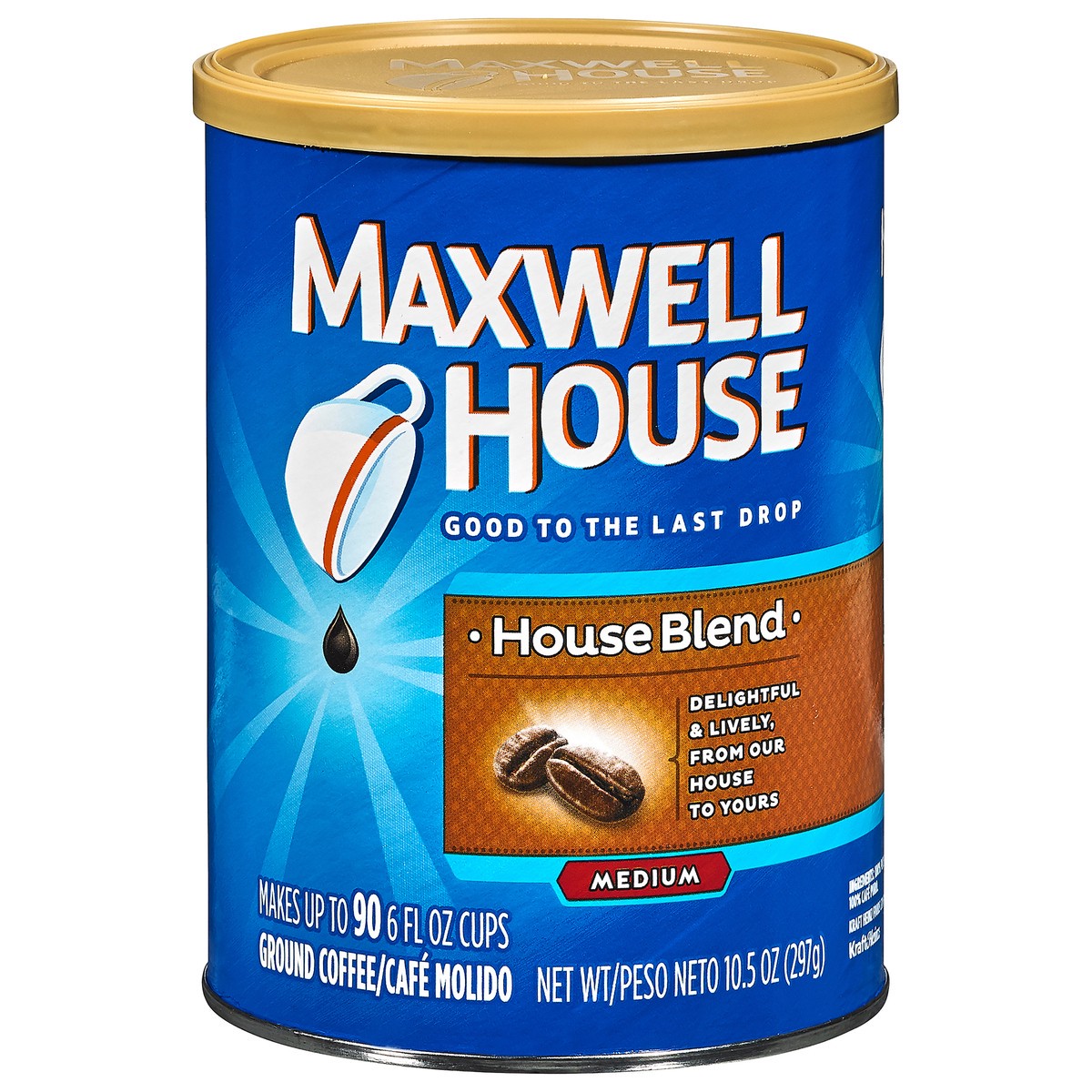 slide 4 of 12, Maxwell House House Blend Medium Roast Ground Coffee, 10.5 oz Canister, 10.5 oz