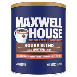 Maxwell House House Blend Medium Roast Ground Coffee, 10.5 oz Canister