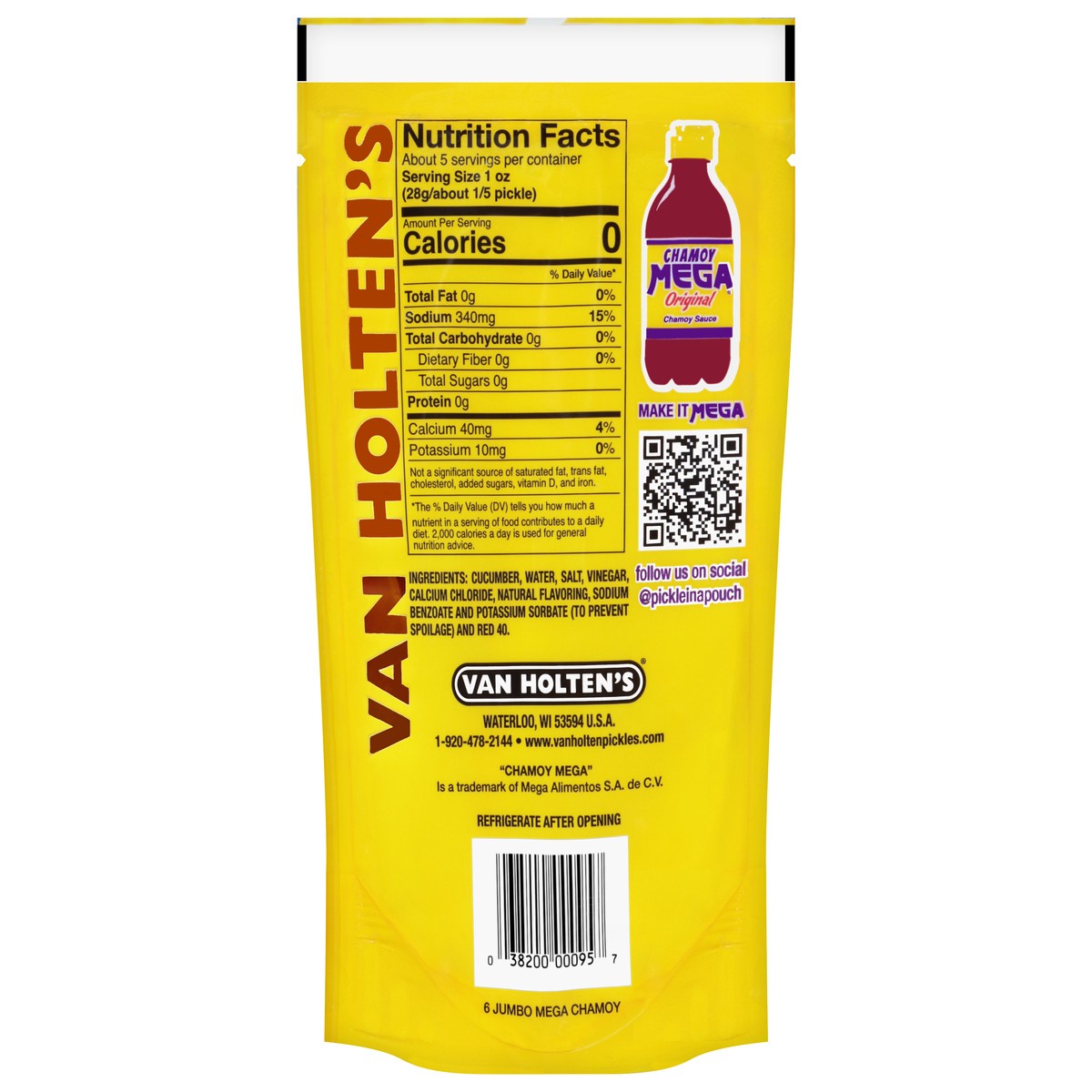 slide 5 of 13, Van Holten's Chamoy Mega Pickle in-a Pouch 1 Each, 1 ct